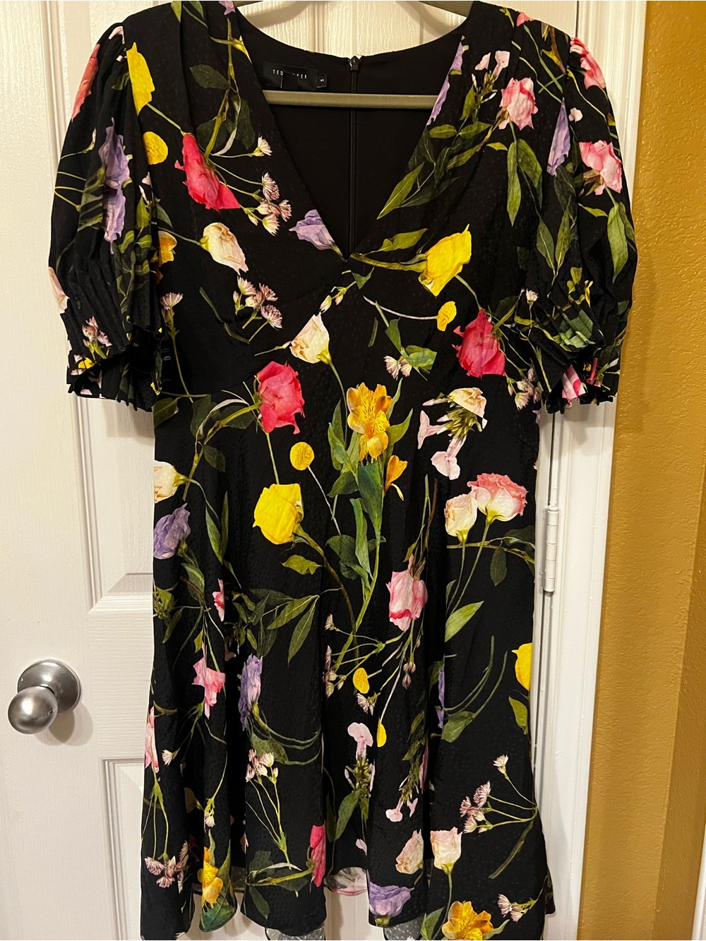 Ted Baker London Opallie Puff Sleeve Floral Mini Dress, Size 5 (12 US)